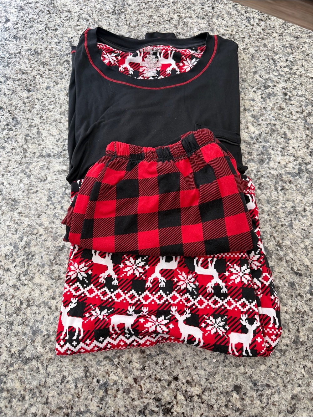 Black & Red Buffalo Plaid Reindeer Pajama Set